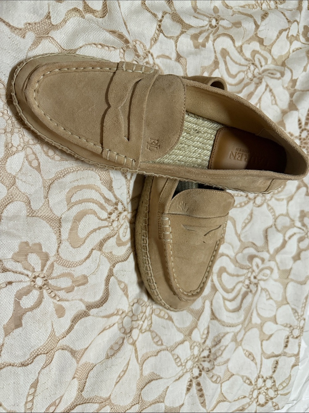 Ralph Lauren Men’s Beige Suede Penny Loafers